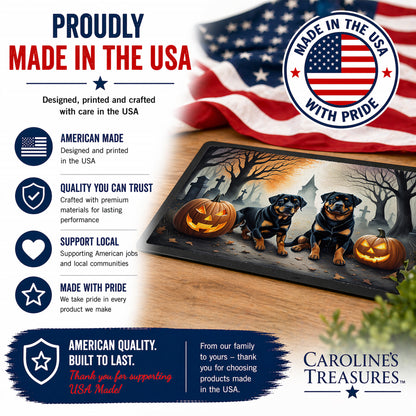 Caroline's Treasures DAC2062MAT Rottweiler Spooky Halloween Doormat 18x27 Front Door Mat Indoor Outdoor Rugs for Entryway, Non Slip Washable Low Pile, 18H X 27W