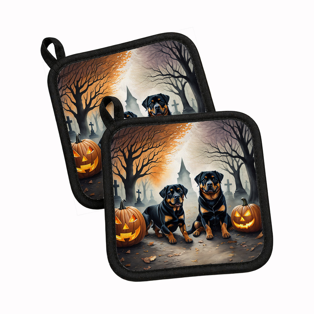 Caroline's Treasures Rottweiler Dogs Set of 2 Kitchen Pot Holders