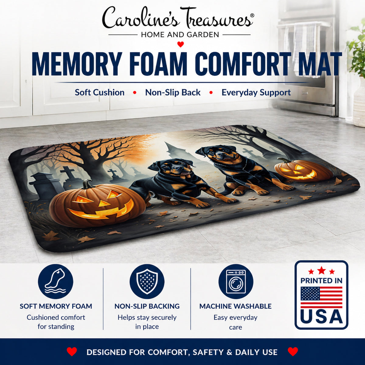 Caroline's Treasures Rottweiler Dogs Memory Foam Mat 19x27