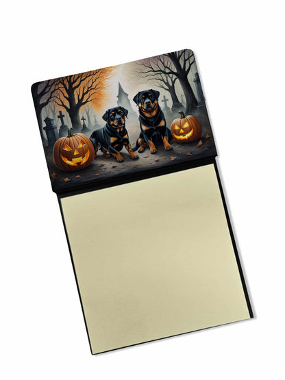Caroline's Treasures Rottweiler Spooky Halloween Sticky Note Holder Refillable Dispenser Self-Sticky Note Pads, Memo Pads Blank Desk Accessories