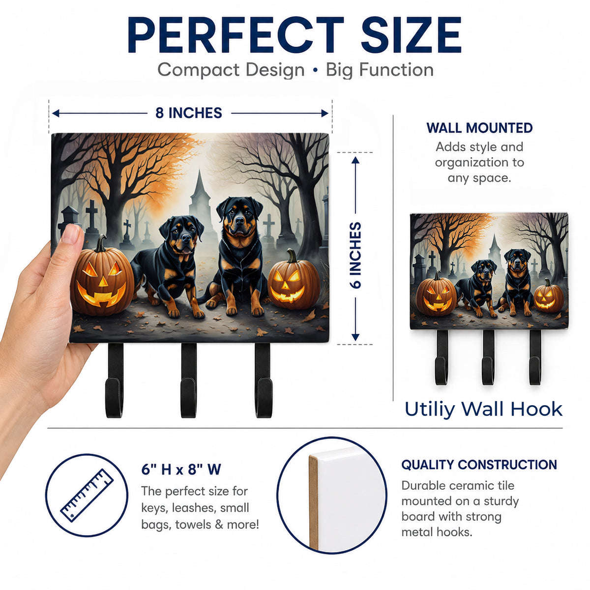 Caroline's Treasures Rottweiler Dogs Halloween Ceramic Triple Wall Hook