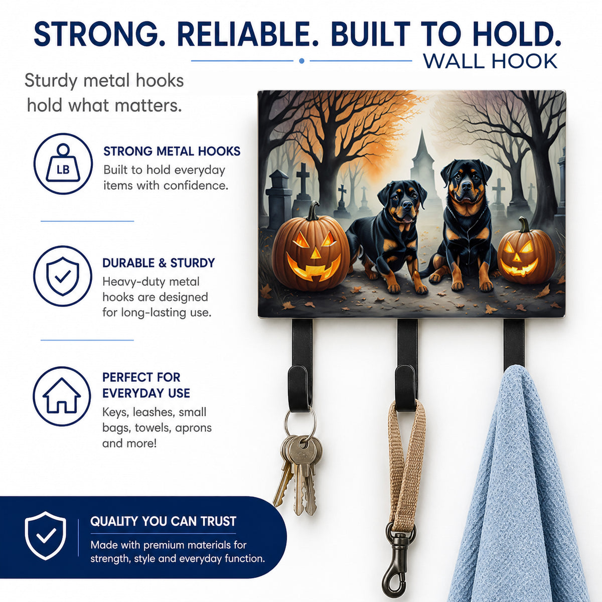 Caroline's Treasures Rottweiler Dogs Halloween Ceramic Triple Wall Hook