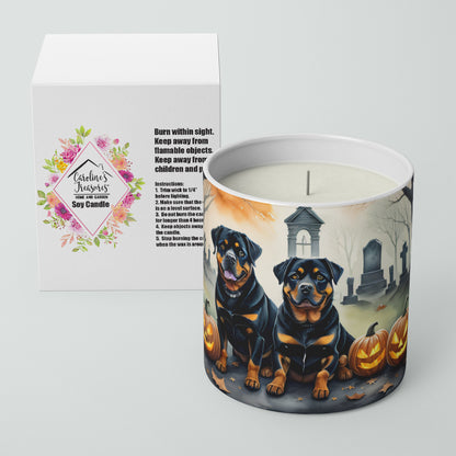 Caroline's Treasures DAC2063CDL Rottweiler Spooky Halloween Decorative Soy Candle Nature Soy Wax Essential Oil Home Decor Ideal for Bedroom Kitchen Bath Office Gift, 10 oz