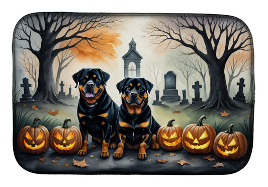 Caroline's Treasures DAC2063DDM Rottweiler Spooky Halloween Dish Drying Mat Absorbent Dish Drying Mat Pad for Kitchen Counter Dish Drainer Mat for Countertop, 14 x 21, Multicolor