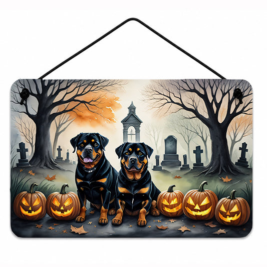 Caroline's Treasures DAC2063DS812 Rottweiler Spooky Halloween Wall or Door Hanging Prints Aluminum Metal Sign Kitchen Wall Bar Bathroom Plaque Home Decor, 8x12, Multicolor