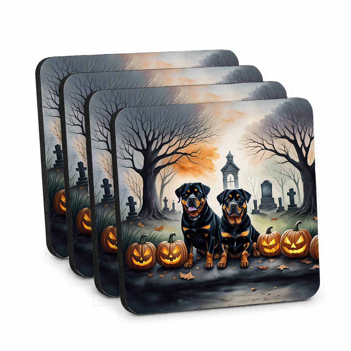 Caroline's Treasures Rottweiler Dogs Foam Drink Coasters Set of 4