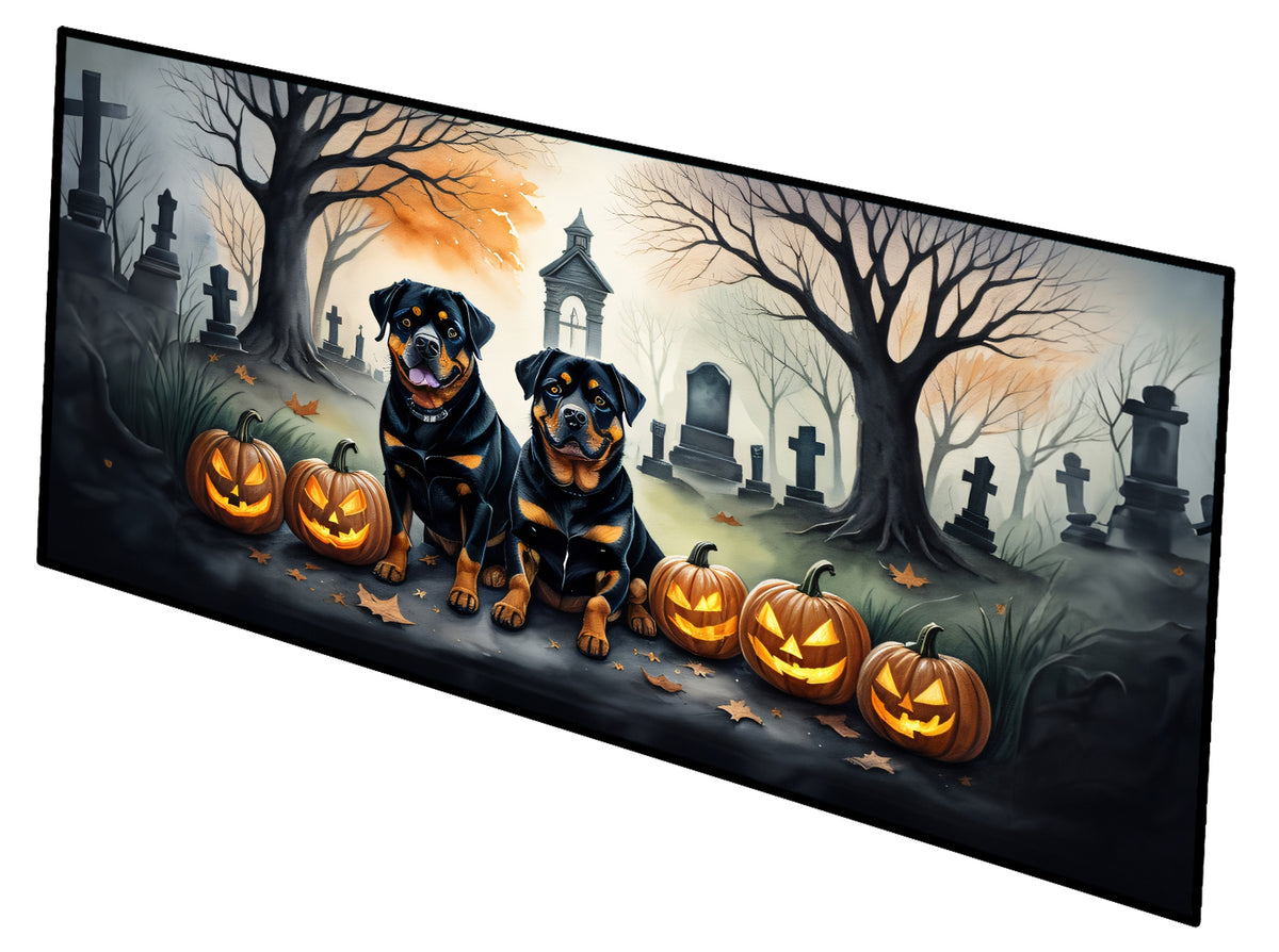 Caroline's Treasures Rottweiler Spooky Halloween Runner Mat 28x58 Front Door Mat Indoor Outdoor Rugs for Entryway Hallway Foyer Non Slip Washable Wide Doormat