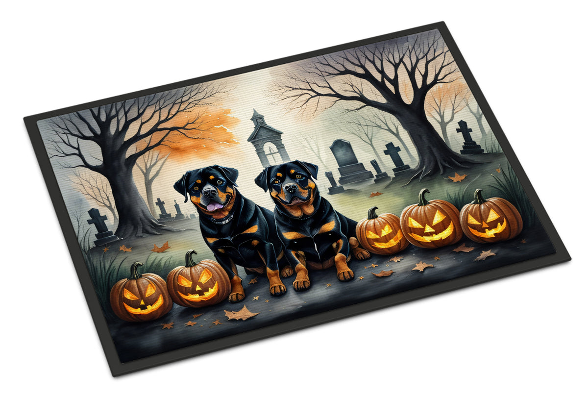 Caroline's Treasures DAC2063JMAT Rottweiler Spooky Halloween Indoor or Outdoor Mat 24x36 Front Door Mat Indoor Outdoor Rugs for Entryway, Non Slip Washable Low Pile, 24H X 36W