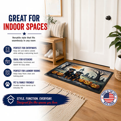 Caroline's Treasures DAC2063MAT Rottweiler Spooky Halloween Doormat 18x27 Front Door Mat Indoor Outdoor Rugs for Entryway, Non Slip Washable Low Pile, 18H X 27W