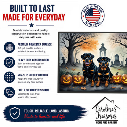 Caroline's Treasures DAC2063MAT Rottweiler Spooky Halloween Doormat 18x27 Front Door Mat Indoor Outdoor Rugs for Entryway, Non Slip Washable Low Pile, 18H X 27W