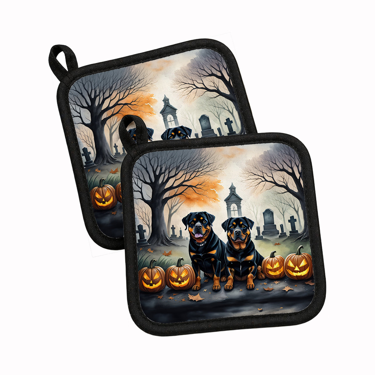 Caroline's Treasures Rottweiler Dogs Set of 2 Kitchen Pot Holders
