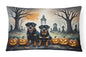 Caroline's Treasures DAC2063PW1216 Rottweiler Spooky Halloween Fabric Decorative Pillow Machine Washable, Indoor Outdoor Decorative Pillow for Couch, Bed or Patio, 12HX16W