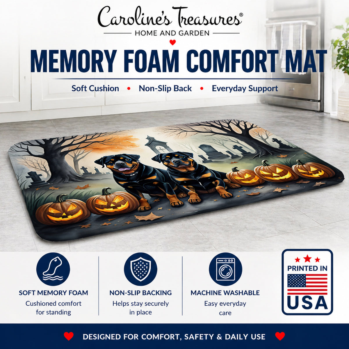 Caroline's Treasures Rottweiler Dogs Memory Foam Mat 19x27