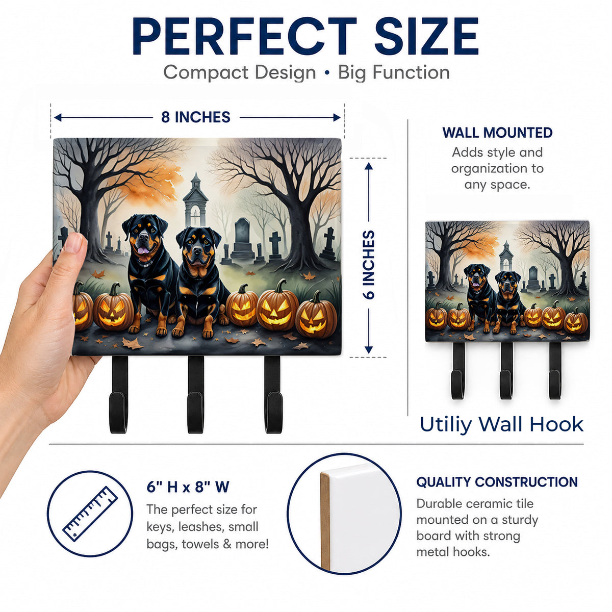 Caroline's Treasures Rottweiler Dogs Halloween Ceramic Triple Wall Hook