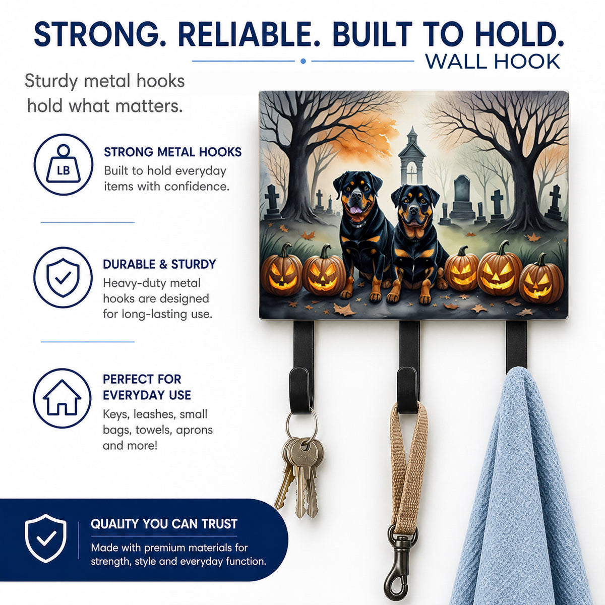 Caroline's Treasures Rottweiler Dogs Halloween Ceramic Triple Wall Hook