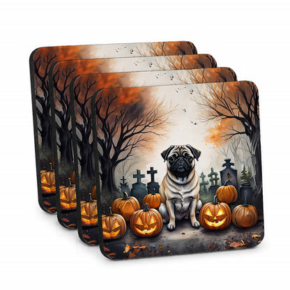 Caroline's Treasures Pug Dogs Foam Drink Coasters Set of 4 Absorbent