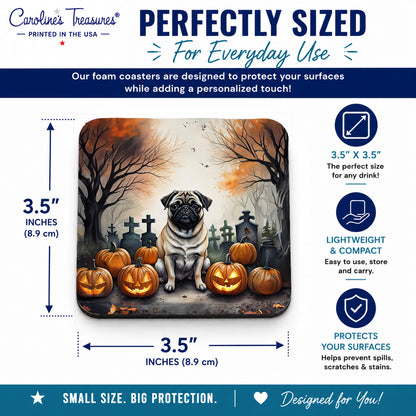 Caroline's Treasures Pug Dogs Foam Drink Coasters Set of 4 Absorbent