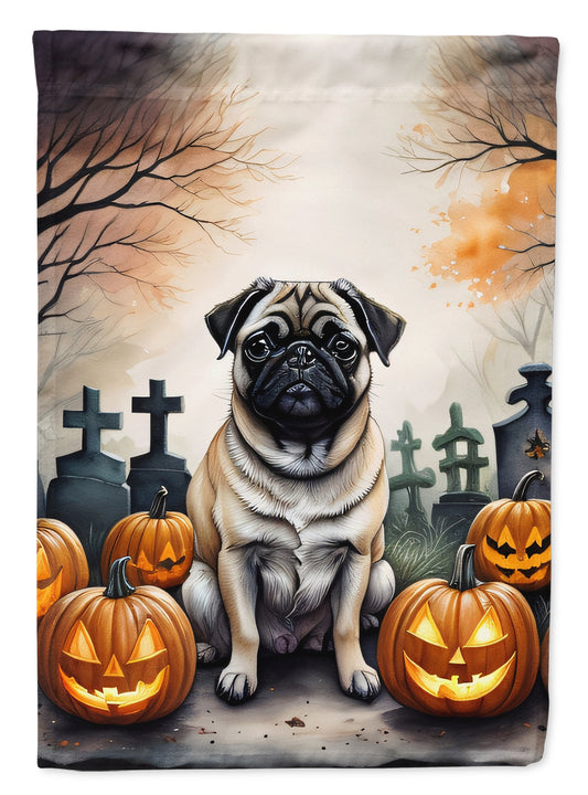 Caroline's Treasures DAC2064GF Fawn Pug Spooky Halloween Garden Flag Mailbox Flag Decorative Yard Flag Banner Outside Patio Artwork Yard Flower Beds, Garden Size, Multicolor