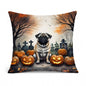Caroline's Treasures DAC2064PW1818 Fawn Pug Spooky Halloween Fabric Decorative Pillow Machine Washable, Indoor Outdoor Decorative Pillow for Couch, Bed or Patio, 18Hx18W