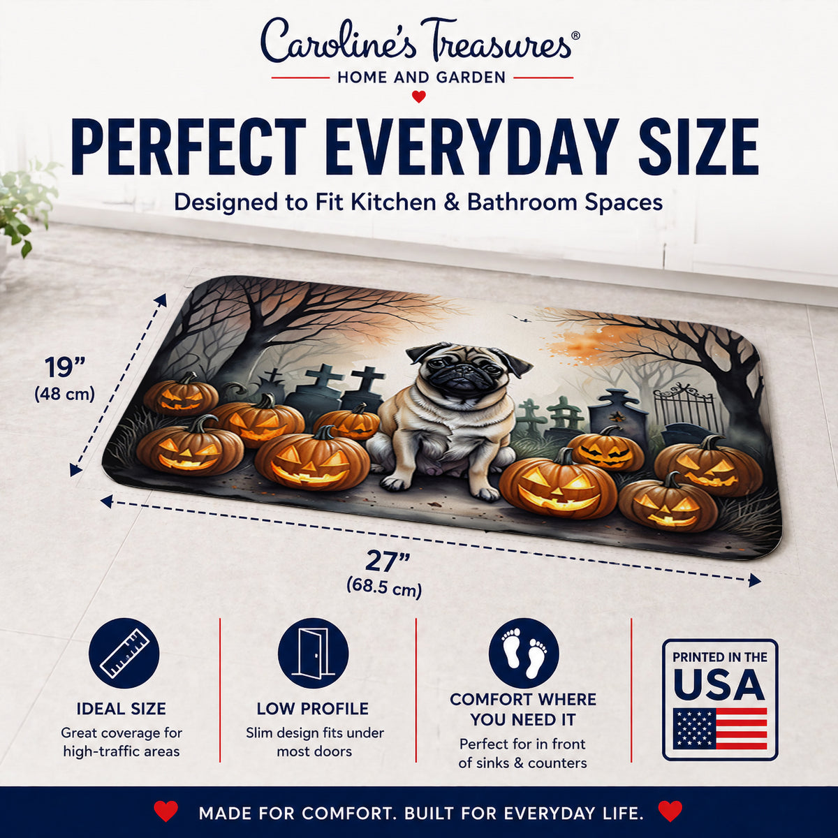 Caroline's Treasures Pug Dogs Memory Foam Mat 19x27