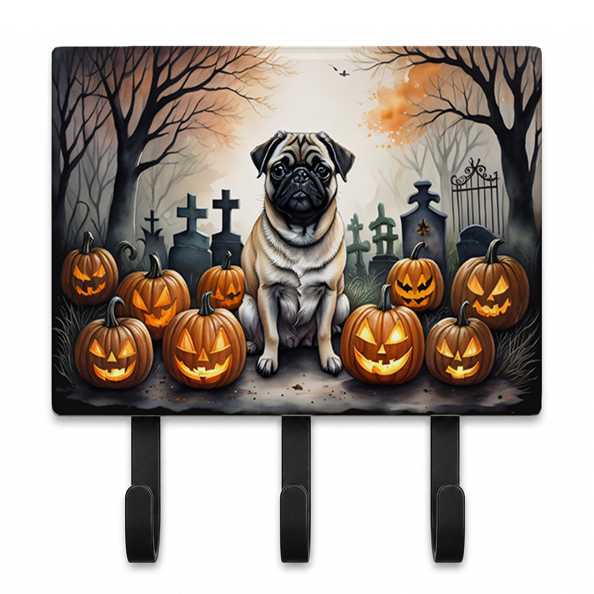 Caroline's Treasures Pug Dogs Halloween Ceramic Triple Wall Hook
