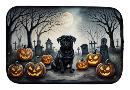 Caroline's Treasures DAC2065DDM Black Pug Spooky Halloween Dish Drying Mat Absorbent Dish Drying Mat Pad for Kitchen Counter Dish Drainer Mat for Countertop, 14 x 21, Multicolor