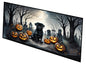 Caroline's Treasures Black Pug Spooky Halloween Runner Mat 28x58 Front Door Mat Indoor Outdoor Rugs for Entryway Hallway Foyer Non Slip Washable Wide Doormat