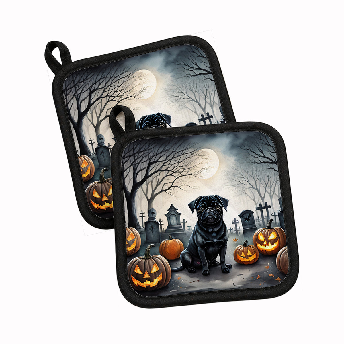 Caroline's Treasures Pug Dogs Set of 2 Kitchen Pot Holders