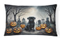 Caroline's Treasures DAC2065PW1216 Black Pug Spooky Halloween Fabric Decorative Pillow Machine Washable, Indoor Outdoor Decorative Pillow for Couch, Bed or Patio, 12HX16W