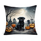 Caroline's Treasures DAC2065PW1818 Black Pug Spooky Halloween Fabric Decorative Pillow Machine Washable, Indoor Outdoor Decorative Pillow for Couch, Bed or Patio, 18Hx18W