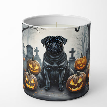 Caroline's Treasures DAC2066CDL Black Pug Spooky Halloween Decorative Soy Candle Nature Soy Wax Essential Oil Home Decor Ideal for Bedroom Kitchen Bath Office Gift, 10 oz