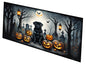 Caroline's Treasures Black Pug Spooky Halloween Runner Mat 28x58 Front Door Mat Indoor Outdoor Rugs for Entryway Hallway Foyer Non Slip Washable Wide Doormat