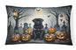Caroline's Treasures DAC2066PW1216 Black Pug Spooky Halloween Fabric Decorative Pillow Machine Washable, Indoor Outdoor Decorative Pillow for Couch, Bed or Patio, 12HX16W