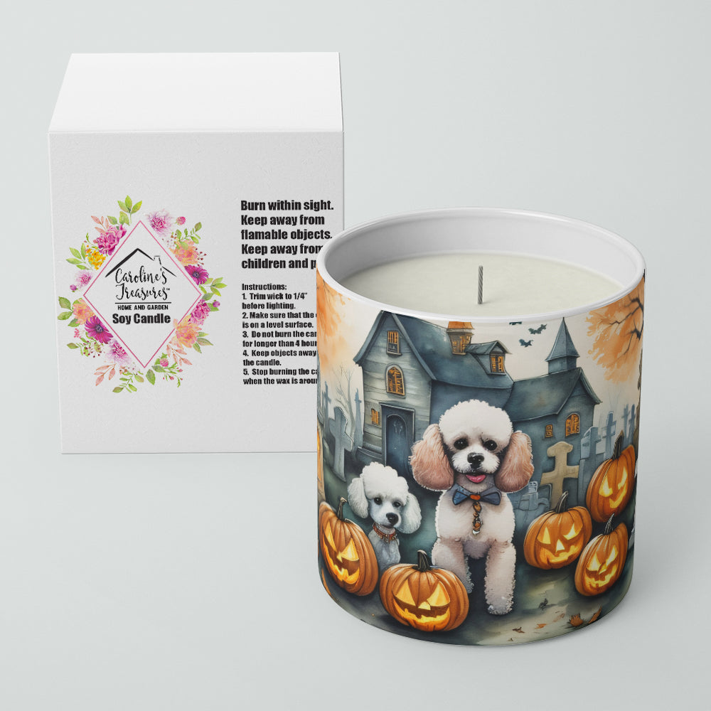 Caroline's Treasures DAC2067CDL Poodle Spooky Halloween Decorative Soy Candle Nature Soy Wax Essential Oil Home Decor Ideal for Bedroom Kitchen Bath Office Gift, 10 oz