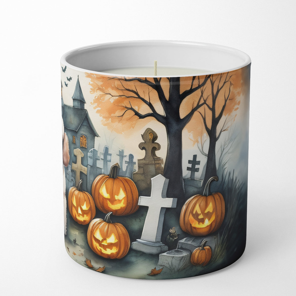 Caroline's Treasures DAC2067CDL Poodle Spooky Halloween Decorative Soy Candle Nature Soy Wax Essential Oil Home Decor Ideal for Bedroom Kitchen Bath Office Gift, 10 oz