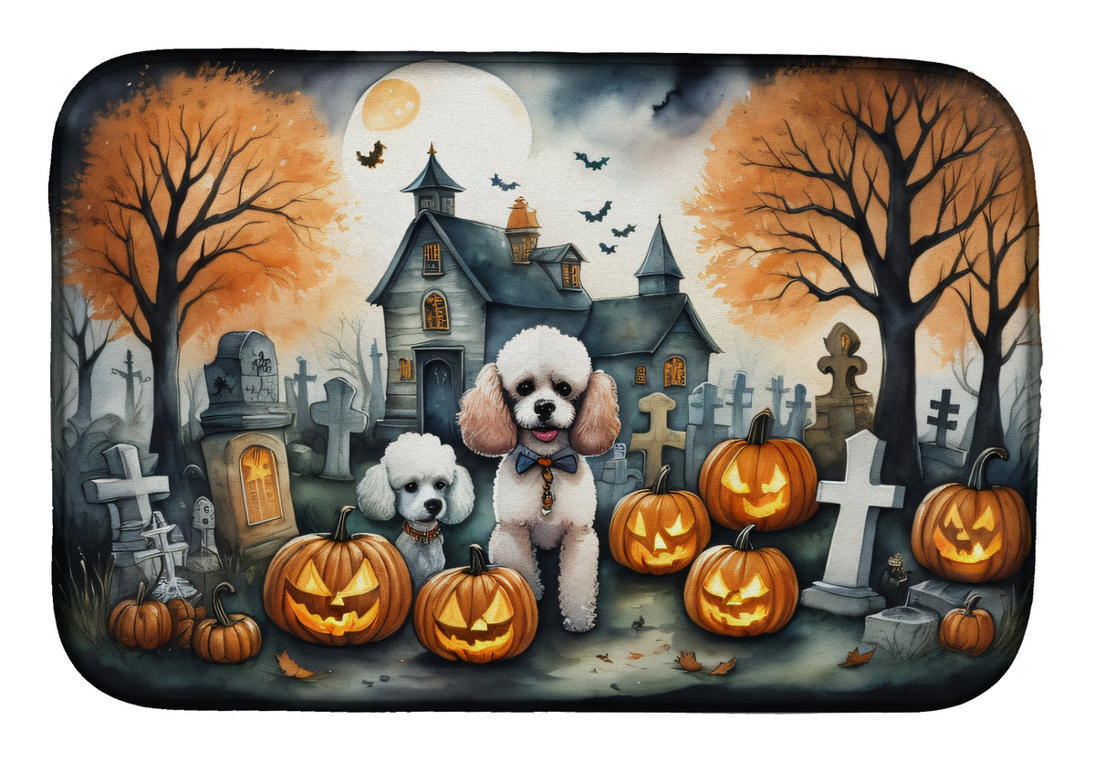 Caroline's Treasures DAC2067DDM Poodle Spooky Halloween Dish Drying Mat Absorbent Dish Drying Mat Pad for Kitchen Counter Dish Drainer Mat for Countertop, 14 x 21, Multicolor