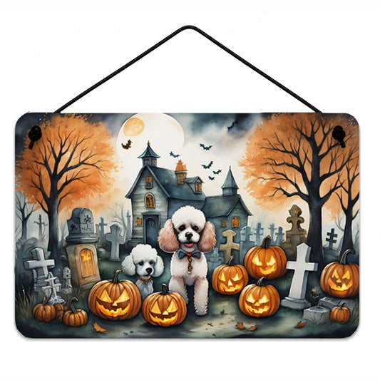 Caroline's Treasures DAC2067DS812 Poodle Spooky Halloween Wall or Door Hanging Prints Aluminum Metal Sign Kitchen Wall Bar Bathroom Plaque Home Decor, 8x12, Multicolor