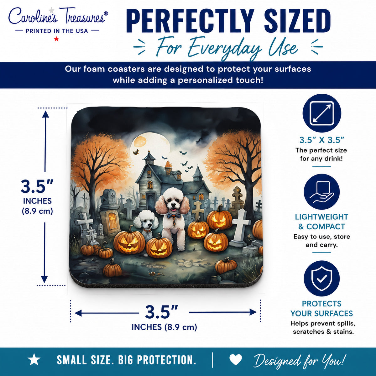 Caroline's Treasures Poodle Dogs Foam Drink Coasters Set of 4 Absorbent