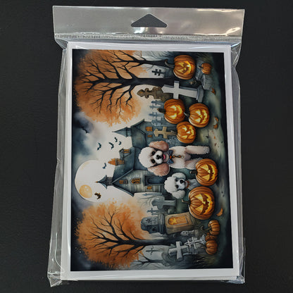 Caroline's Treasures DAC2067GCA7P Poodle Spooky Halloween Greeting Cards and Envelopes Pack of 8 Blank Cards with Envelopes Whimsical A7 Size 5x7 Blank Greeting Cards