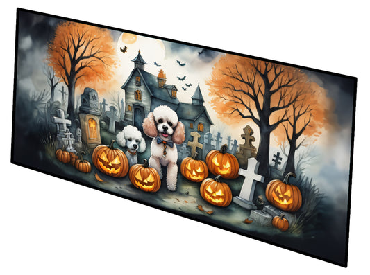 Caroline's Treasures Poodle Spooky Halloween Runner Mat 28x58 Front Door Mat Indoor Outdoor Rugs for Entryway Hallway Foyer Non Slip Washable Wide Doormat