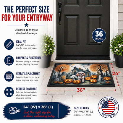 Caroline's Treasures DAC2067JMAT Poodle Spooky Halloween Indoor or Outdoor Mat 24x36 Front Door Mat Indoor Outdoor Rugs for Entryway, Non Slip Washable Low Pile, 24H X 36W