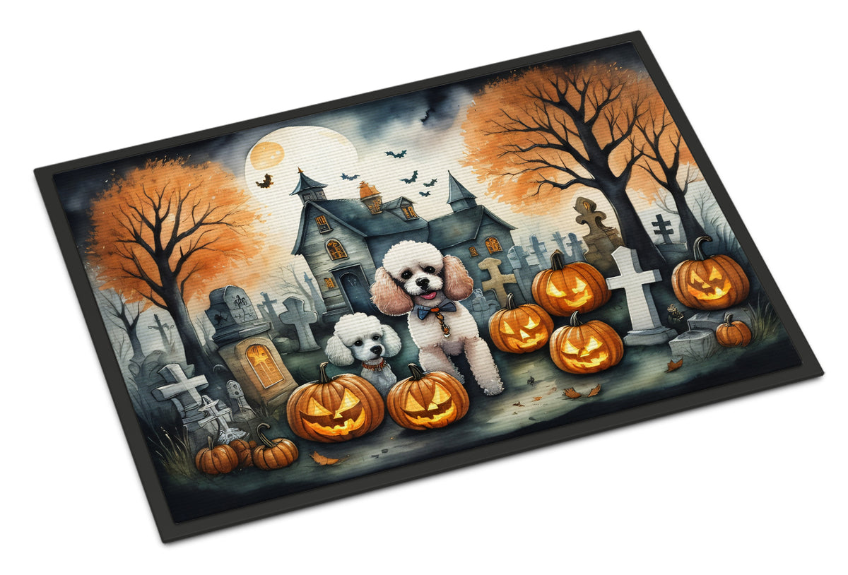 Caroline's Treasures DAC2067MAT Poodle Spooky Halloween Doormat 18x27 Front Door Mat Indoor Outdoor Rugs for Entryway, Non Slip Washable Low Pile, 18H X 27W