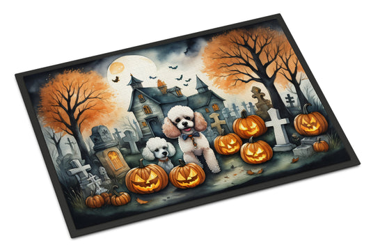 Caroline's Treasures DAC2067MAT Poodle Spooky Halloween Doormat 18x27 Front Door Mat Indoor Outdoor Rugs for Entryway, Non Slip Washable Low Pile, 18H X 27W