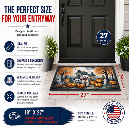 Caroline's Treasures DAC2067MAT Poodle Spooky Halloween Doormat 18x27 Front Door Mat Indoor Outdoor Rugs for Entryway, Non Slip Washable Low Pile, 18H X 27W