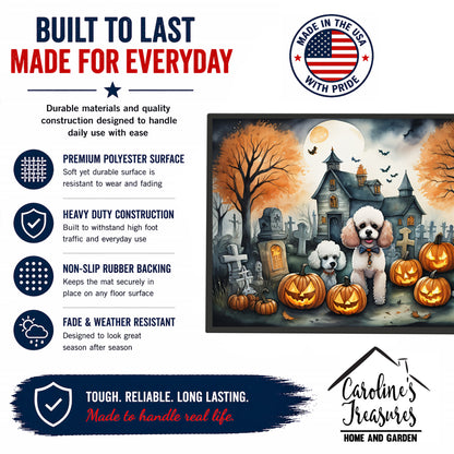 Caroline's Treasures DAC2067MAT Poodle Spooky Halloween Doormat 18x27 Front Door Mat Indoor Outdoor Rugs for Entryway, Non Slip Washable Low Pile, 18H X 27W