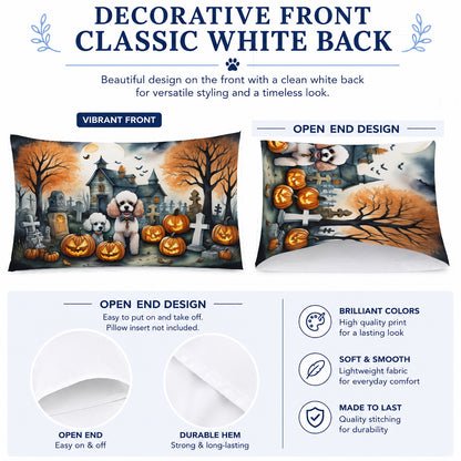 Caroline's Treasures DAC2067PILLOWCASE Poodle Spooky Halloween Fabric Standard Pillowcase Lightweight Super Soft Easy Care Decorative Artwork Pillowcase, Standard
