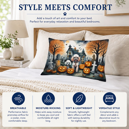 Caroline's Treasures DAC2067PILLOWCASE Poodle Spooky Halloween Fabric Standard Pillowcase Lightweight Super Soft Easy Care Decorative Artwork Pillowcase, Standard