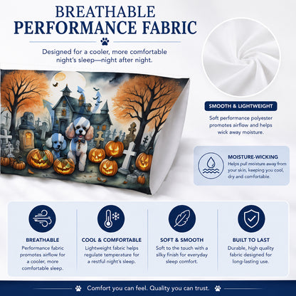 Caroline's Treasures DAC2067PILLOWCASE Poodle Spooky Halloween Fabric Standard Pillowcase Lightweight Super Soft Easy Care Decorative Artwork Pillowcase, Standard
