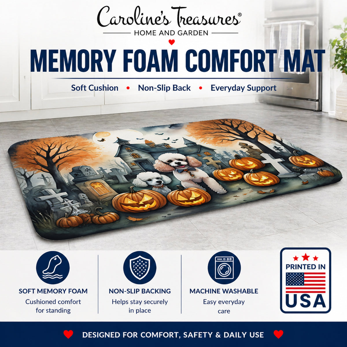 Caroline's Treasures Poodle Dogs Memory Foam Mat 19x27