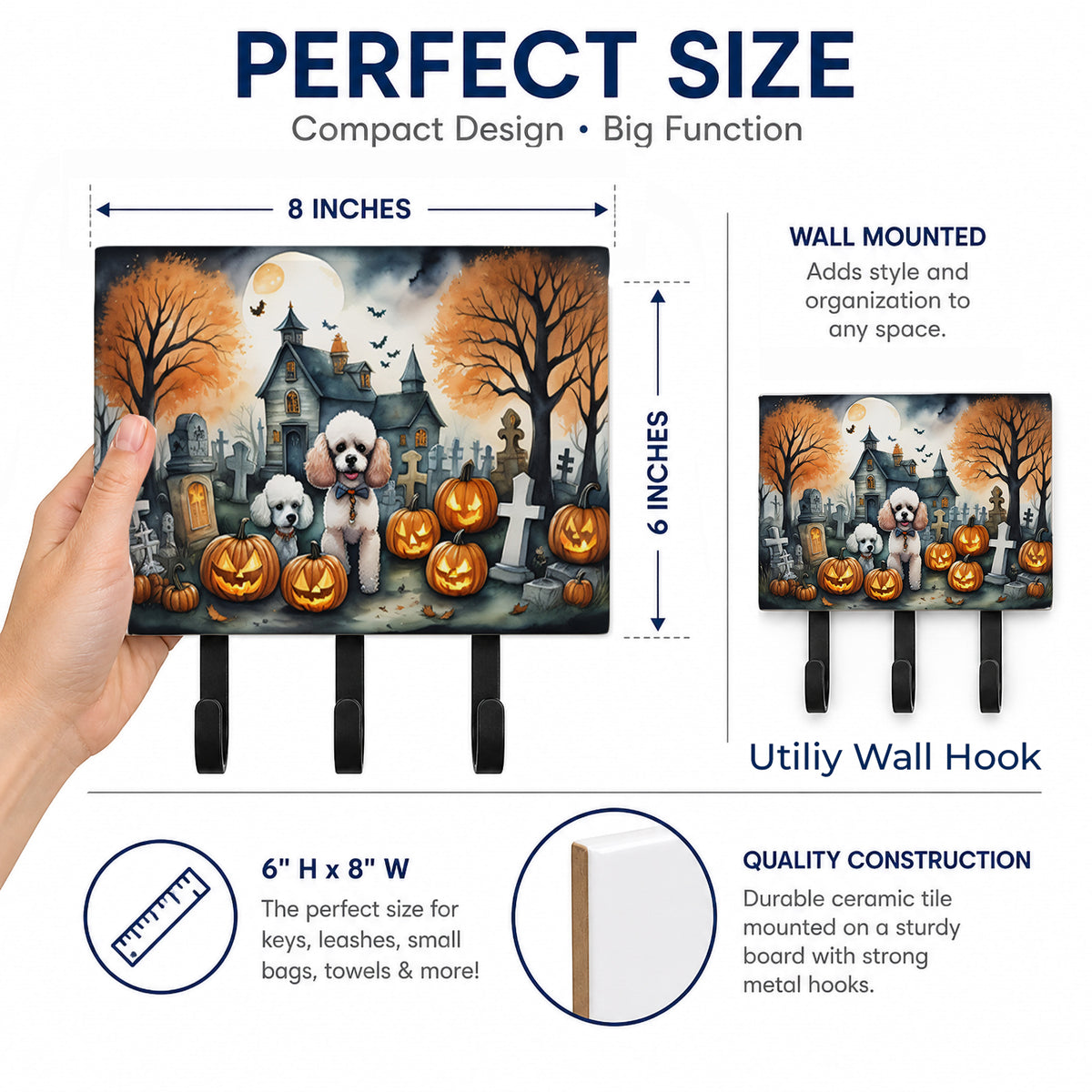 Caroline's Treasures Poodle Dogs Halloween Ceramic Triple Wall Hook